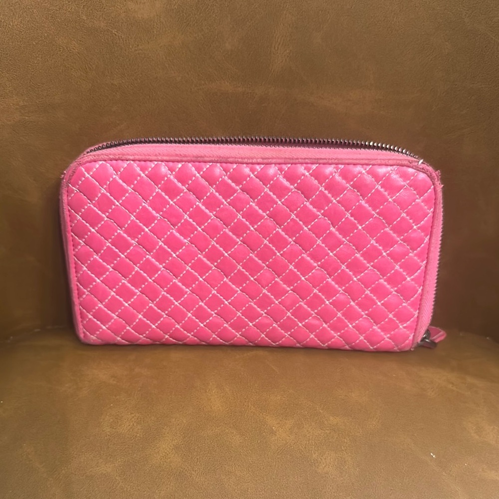 Bottega Veneta Pink Quilted Wallet with COA